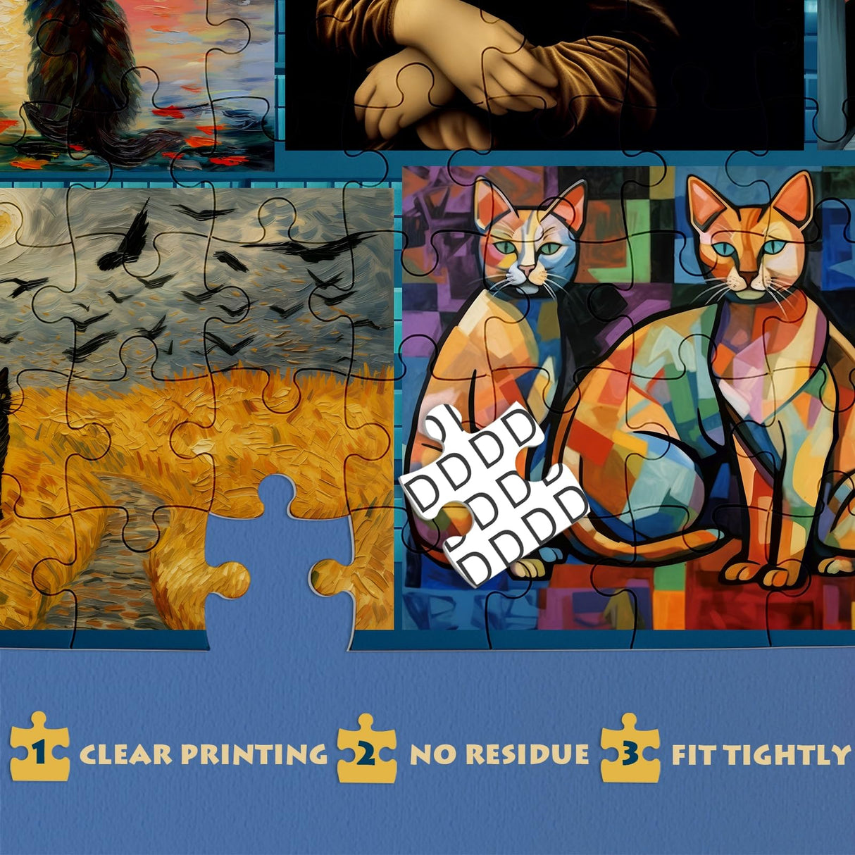 Cat Puzzles for Adults 1000 Piece, Kitten Animal Jigsaw Puzzle, Classic Artists Cat Puzzles for Adults Funny IdeaBazar