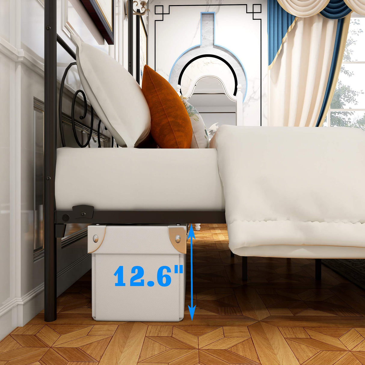 Canopy Full Bed Frame Platform Heavy Duty Steel Slat and Support with Headboard and Footboard No Box Spring Required (Black) Albearing