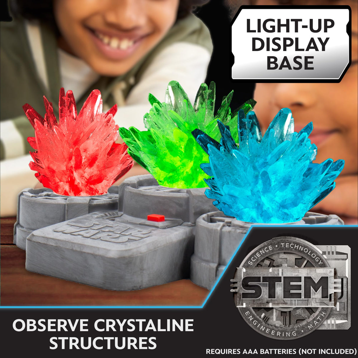 Star Wars Glowing Crystals, Crystal Growing Kit with Light Up Display Stand, Grow 3 Colorful Crystals, Star Wars Toys, Gift for 8 Year Old Boy, Star Wars Merch, Star Wars Toys for Boys Age 8-12 STAR WARS