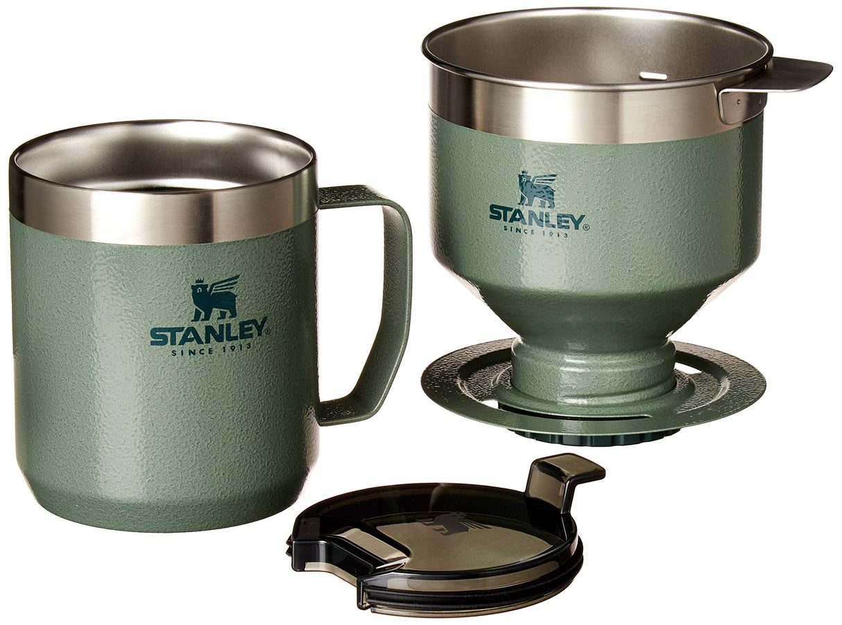 Stanley Perfect Brew Pour Over Set with Camp Mug- Reusable Filter - BPA-Free - Easy-clean Stainless Steel Coffee Maker - Hammertone Green STANLEY