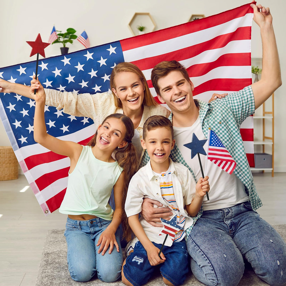 4th of July Tiered Tray Decor Wooden Star Set, 3 Pcs Memorial Day Table Decorations, Rustic Patriotic Tabletop Home Decor, Red White and Blue Decorations for Home (Retro) Hedeey