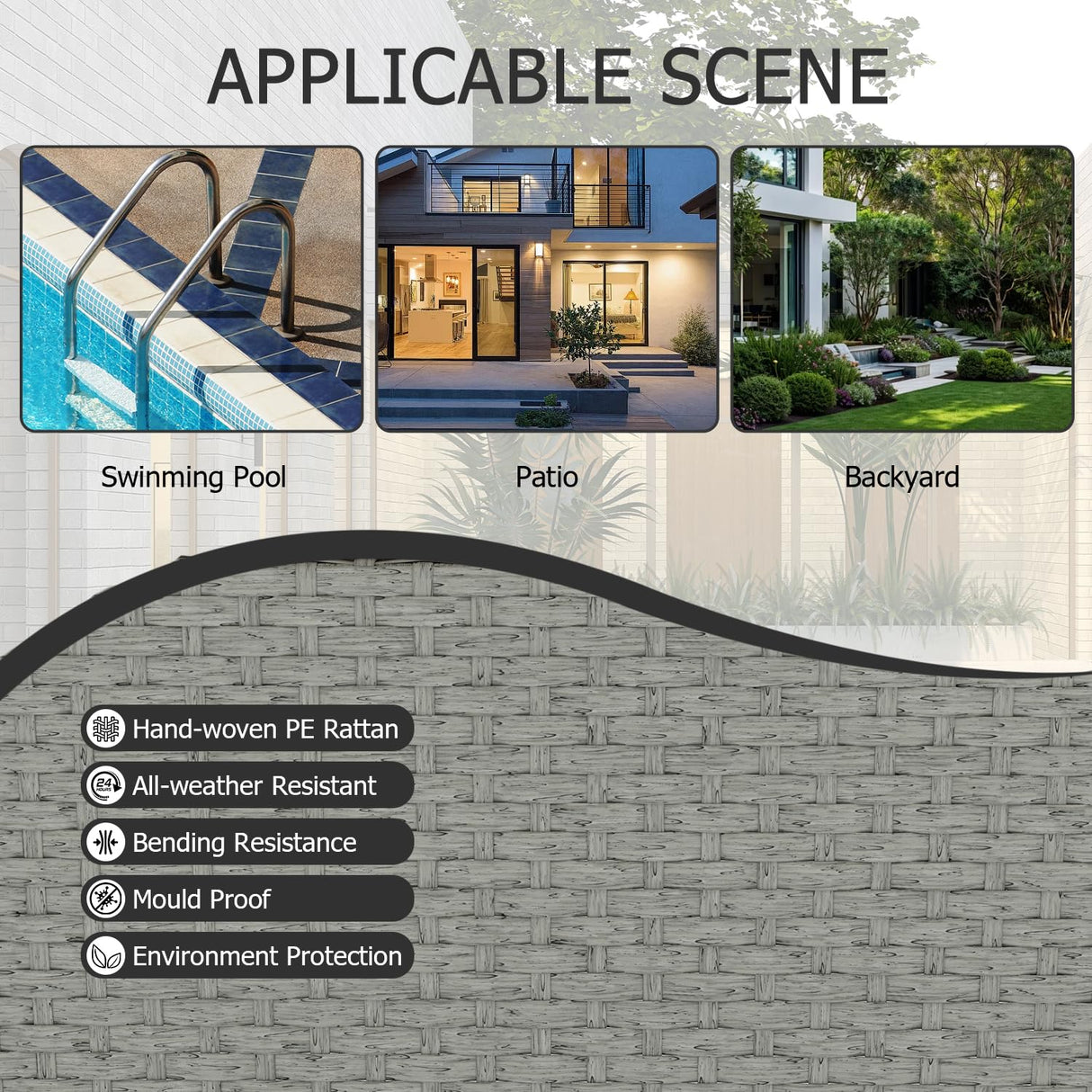 Aug-guan Patio Furniture Set 7-Piece, All-Weather Outdoor Conversation Set Sectional Sofa with Water Resistant Grey Thick Cushions and Coffee Table(Grey) Aug-guan