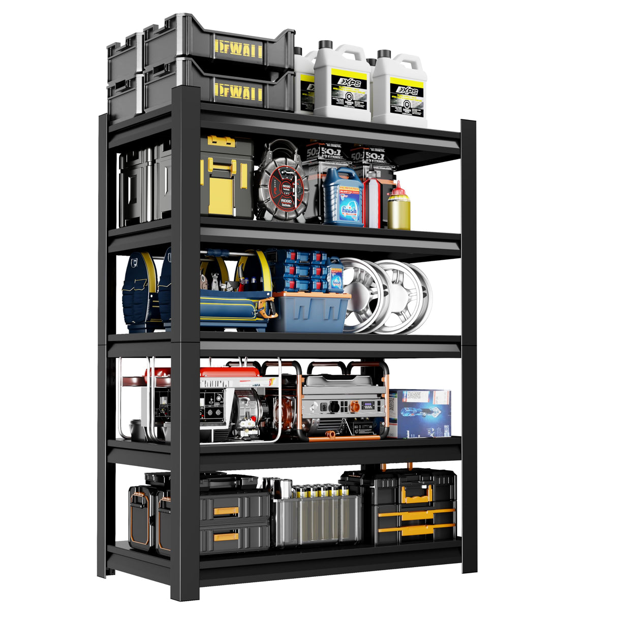 Welfiya 24" W Garage Shelving,5-Tier Heavy Duty Shelving Unit,3000LBS Adjustable Metal Storage Shelves,Storage Rack Units for Industrie,Shed,Warehouse,Basement,Black,24" W x 16" D x 63" H Welfiya