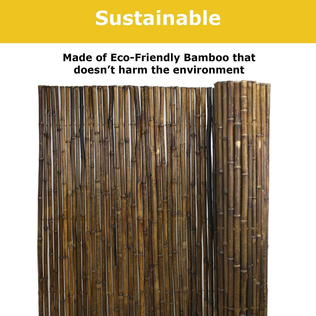 Backyard X-Scapes Natural Bamboo Fencing Garden Screen Rolled Fence Panel Black 1 in D x 3 ft H x 8 ft L Backyard X-Scapes