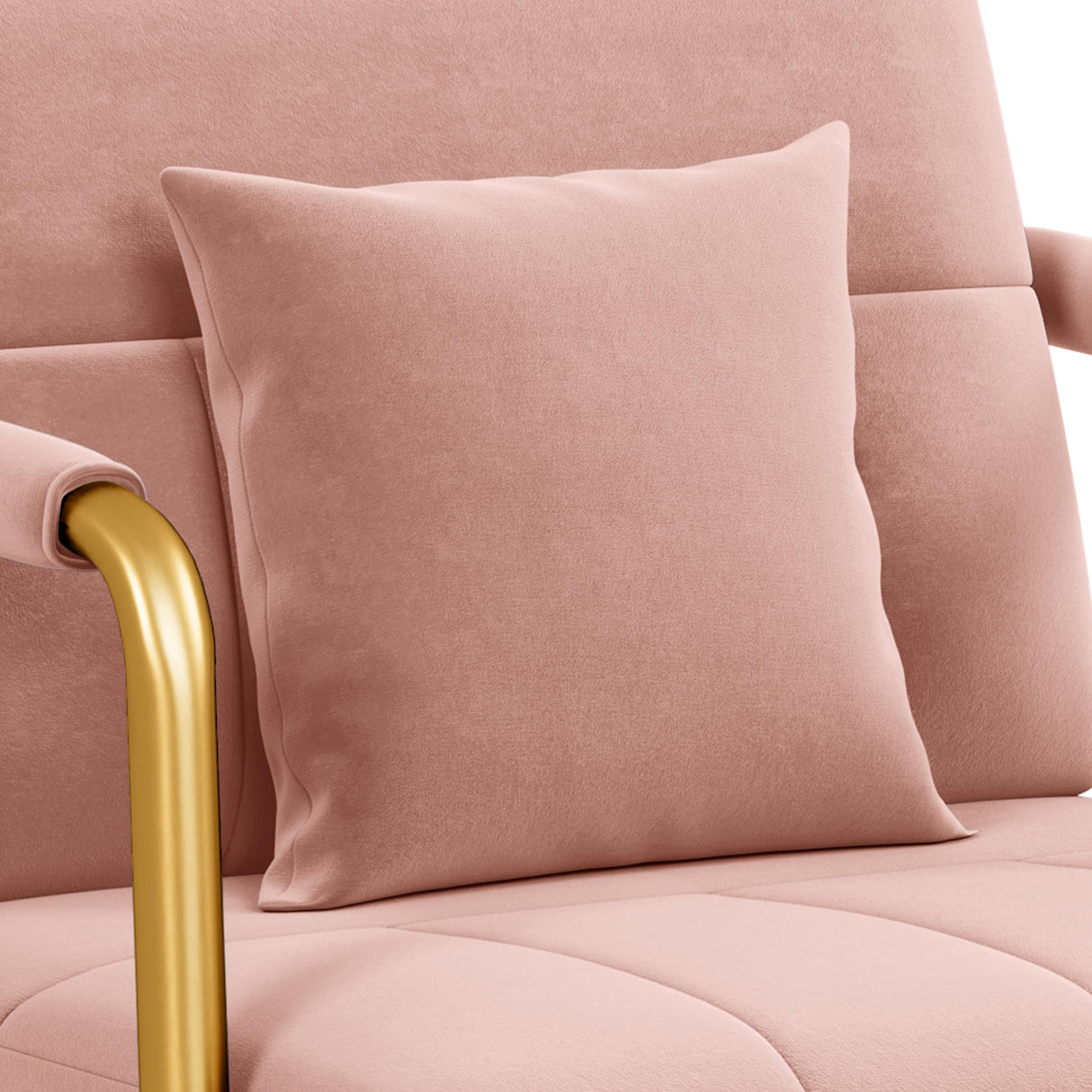 Yaheetech 30" W Modern Sofa Small Sofa Luxurious Velvet Fabric Couch with Gold-Tone Metal Arms and Legs for Living Room, Home Office, Studio Pink Yaheetech