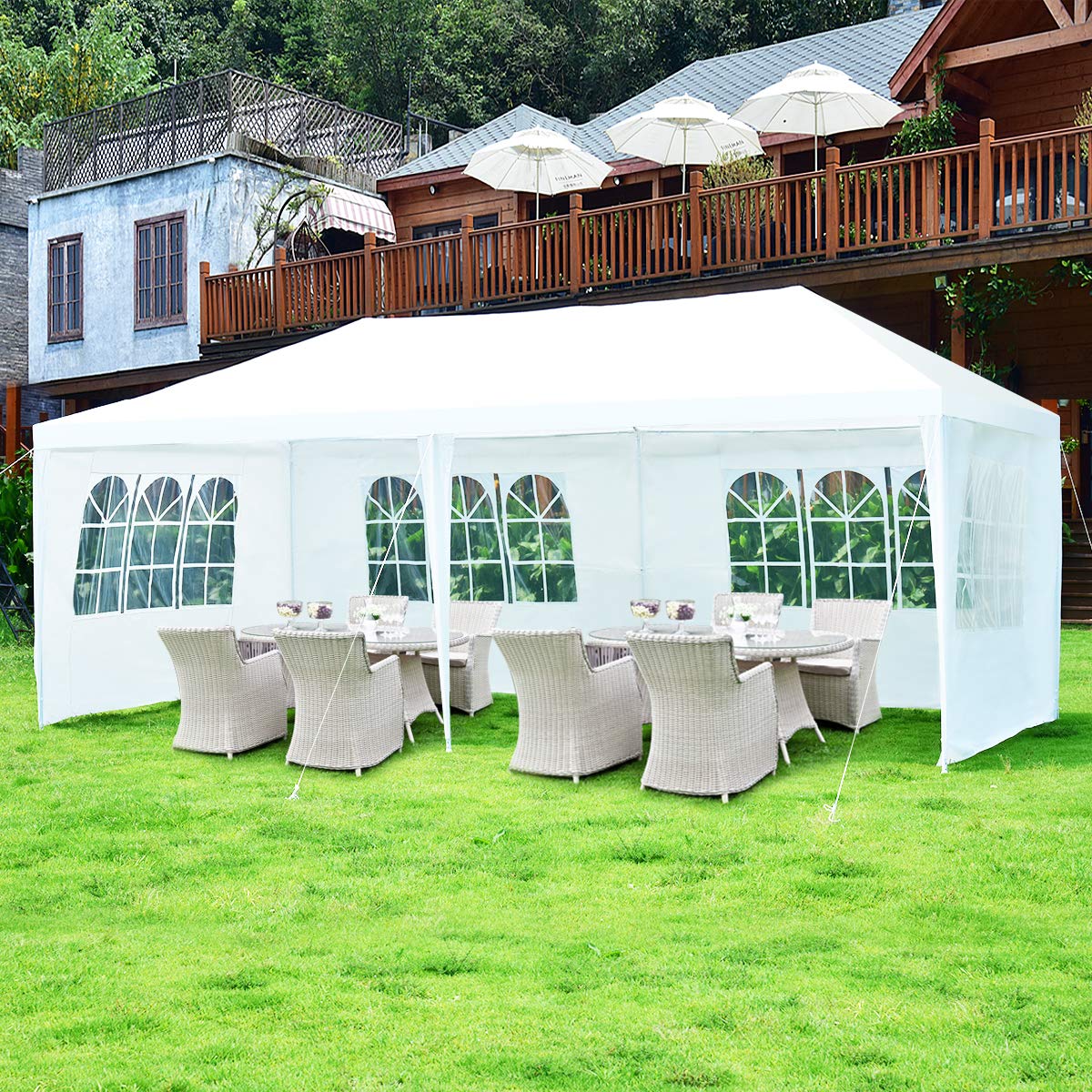 Tangkula Outdoor 10 x 20 Feet Canopy Tent, Party Wedding Tent with Removable Walls, Portable Canopy Shelter Gazebo Pavilion for Event, Backyard, White Tent w/Carry Bag (4 Sidewalls) Tangkula