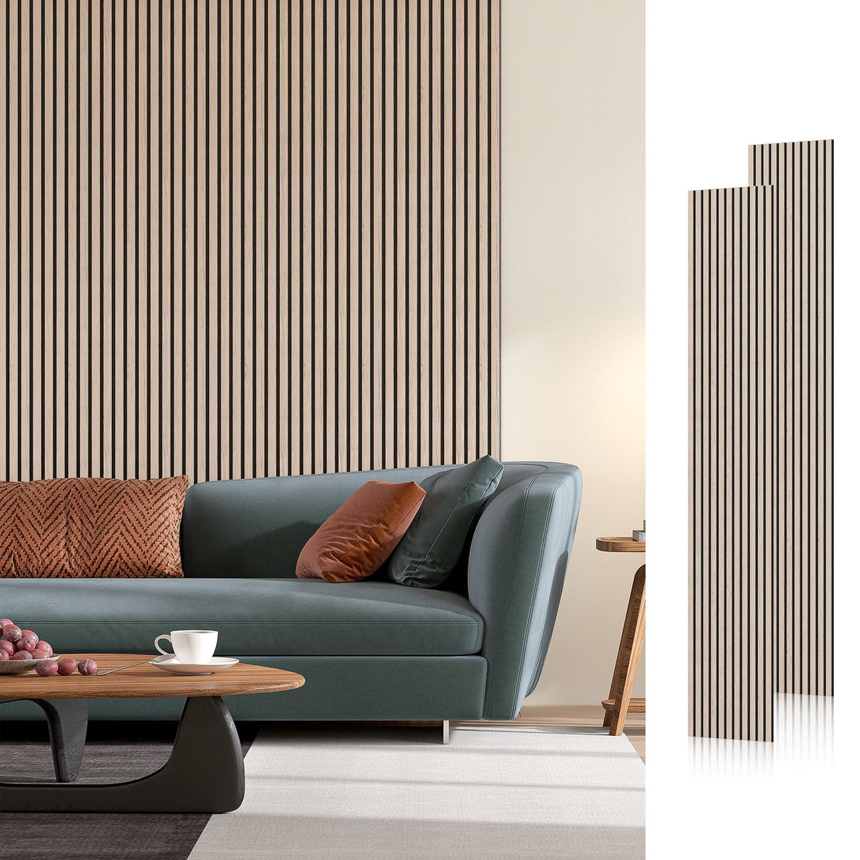 Wood Slat Acoustic Panels for Wall and Ceiling,94.5" x 24" Each Soundpoof Wooden Slat Wall Panel - Walnut, 2 Pack SMARTSTANDARD