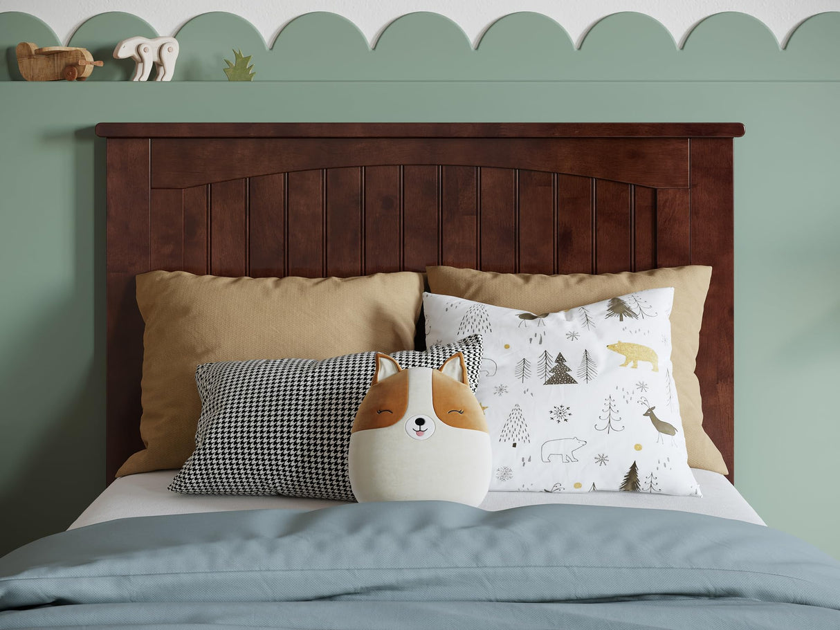 AFI, Nantucket Twin Solid Wood Panel Headboard with Attachable Charger, Walnut AFI