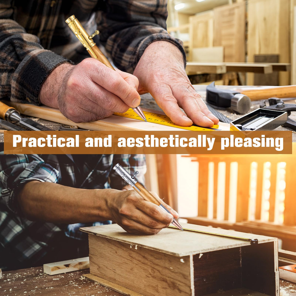 Gisafai 6 Pcs Bolt Action Pen Kits for Woodturning Bulk Woodturning Ballpoint Pen Kit Turning Pen Kits with Pen Mandrel Slimline Pen Turning Supplies for DIY Making Home(Silver, Gold, Black) Gisafai