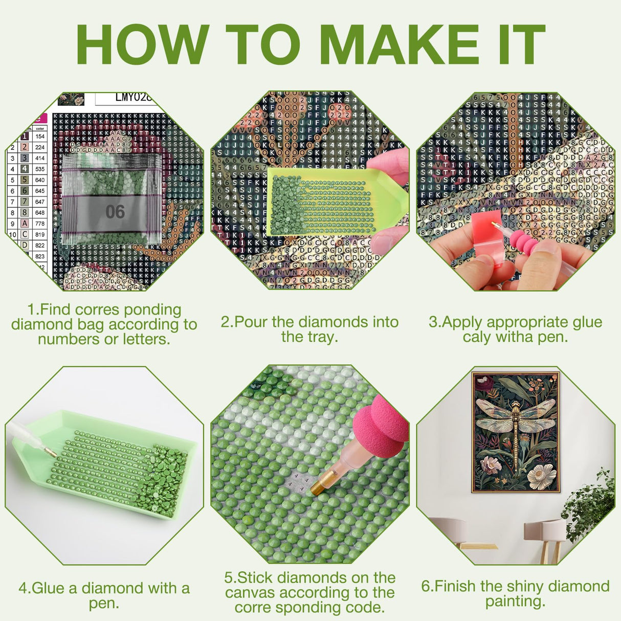 MEIYUDA Dragonfly Diamond Art Kits for Adults, 5D Easy Flowers Diamond Painting Kits for Beginners, Abstract DIY Round Full Drill Crystal Craft Kits for Home Walls Decor and Presents 12x16inch MEIYUDA