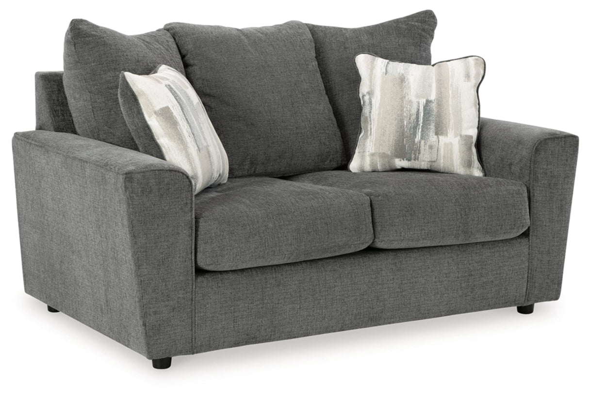 Signature Design by Ashley Stairatt Casual Loveseat with Flared Arms, Gray Signature Design by Ashley
