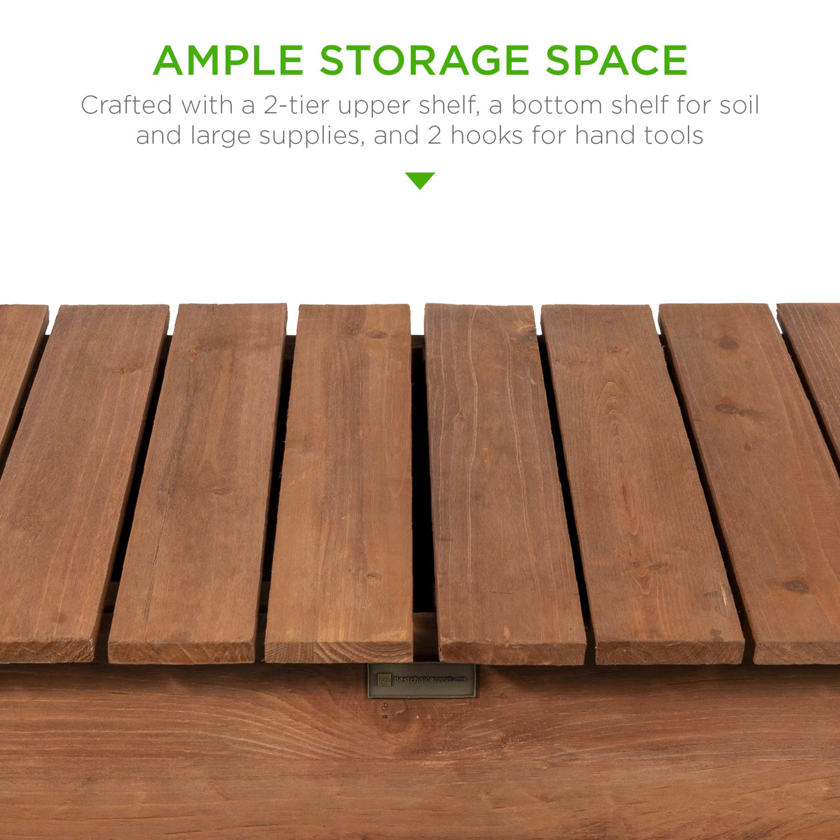 Best Choice Products Mobile Garden Potting Bench, Outdoor Wood Workstation Table w/Sliding Tabletop, 4 Locking Wheels, Food Grade Dry Sink, Storage Shelves - Brown Best Choice Products