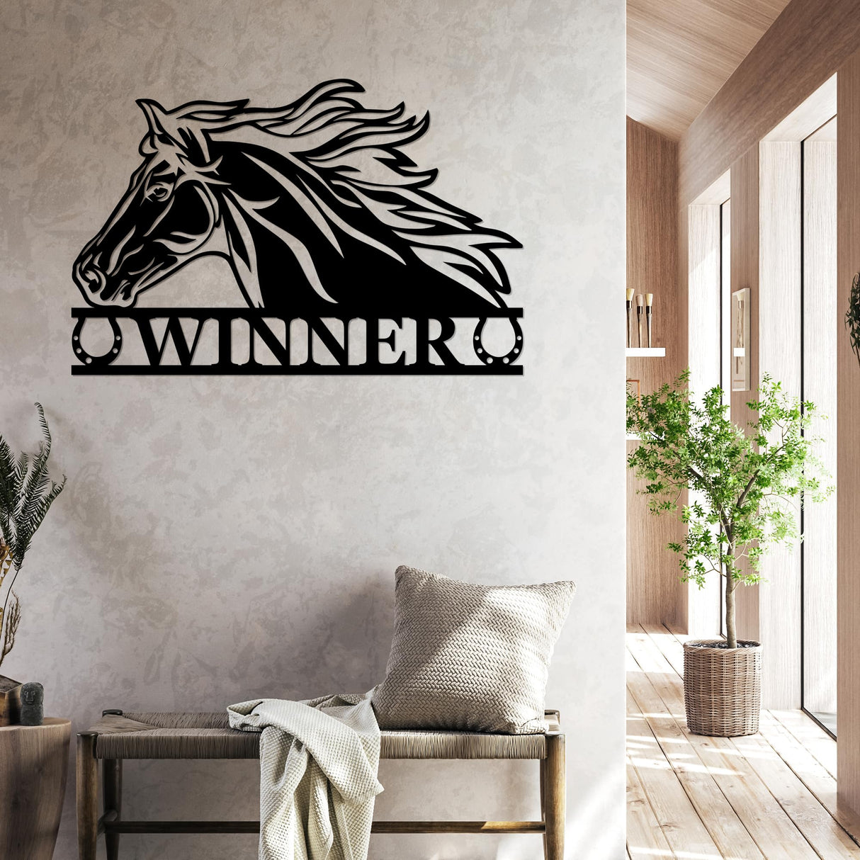 Personalized Horse Metal Wall Decor – Custom Stable Name Plaque for Barn, Rustic Western Farmhouse Accent, Unique Ranch Gift, Equestrian Gift Bosfori