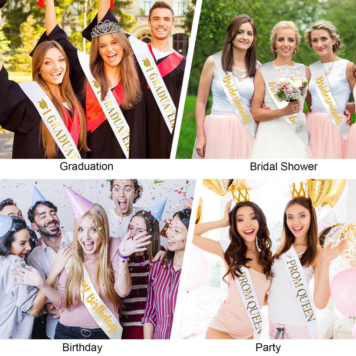 GCTWFYK 16 Pcs White Sashes, Blank Senior Satin Sash 2024 for Pageants, Plain Satin Sashes to Decorate for Beauty Pageant, Birthday, Wedding, Graduation, Party, DIY Supplies GCTWFYK