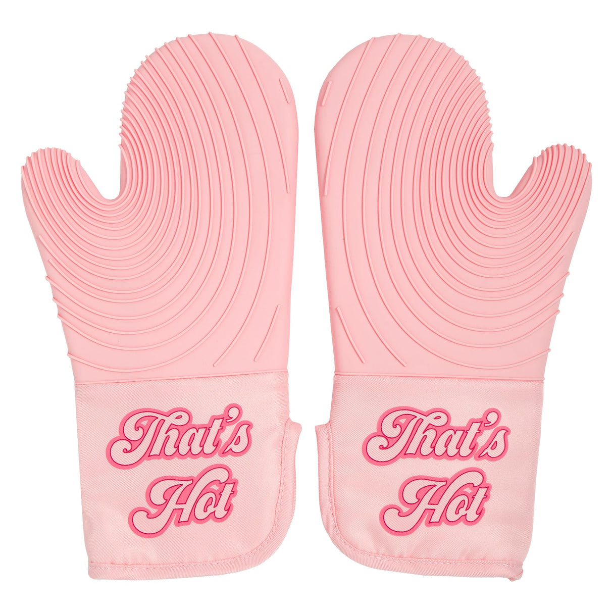 Paris Hilton Oven Mitt Set with Iconic That's HOT Design, Heat Resistant Pot Holders Featuring Non-Slip Textured Silicone Grips, 2-Piece Set, Pink Paris Hilton