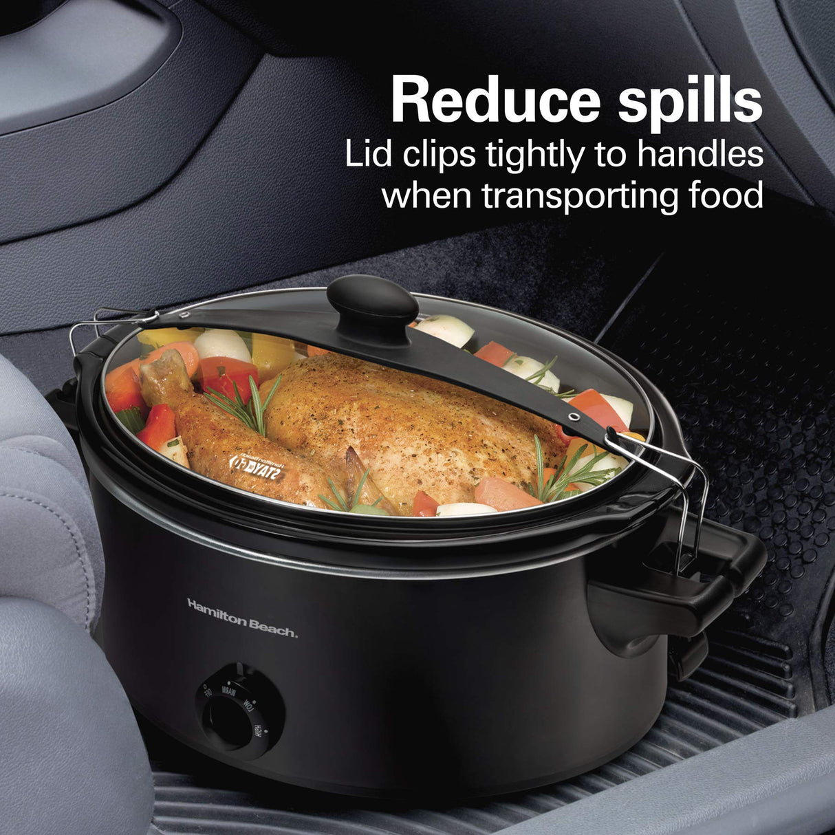 Hamilton Beach Stay or Go Portable Slow Cooker with Lid Lock, Dishwasher-Safe Crock, 6-Quart, Black 33261 Hamilton Beach