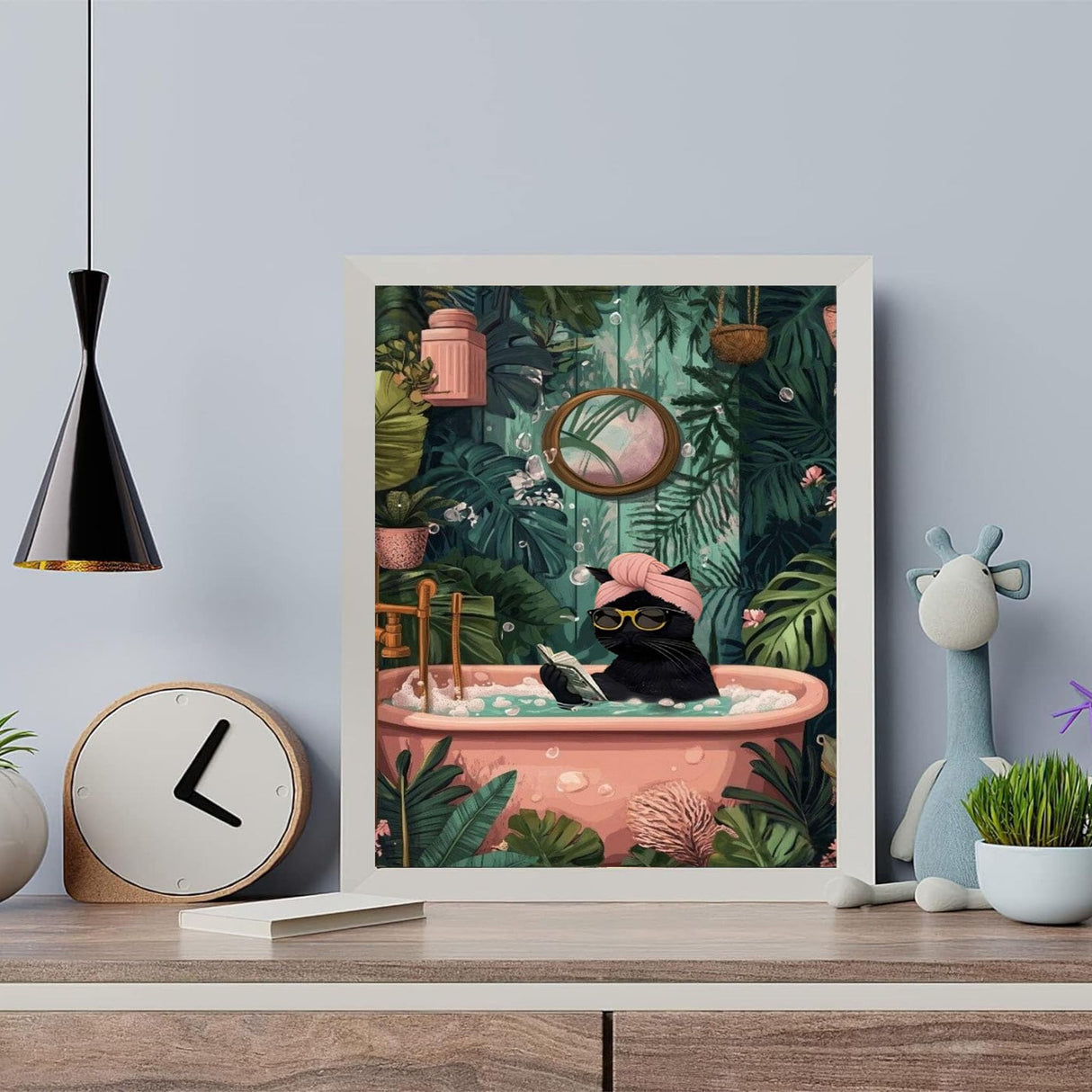 Black Cat Paint by Numbers Kit for Adults Beginner-Funny Bathing Black Cat Adult Paint by Number Kits on Canvas, DIY Acrylic Oil Painting by Numbers for Adults for Gift Home Wall Decor(16x20inch) Arttoplus