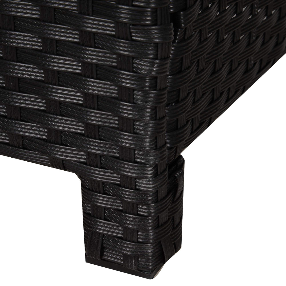 Outsunny 20" Patio Wicker Ottoman, Multipurpose Outdoor PE Rattan Footrest, Additional Seating, Side Table with Soft Cushion, Black, Cream White Outsunny