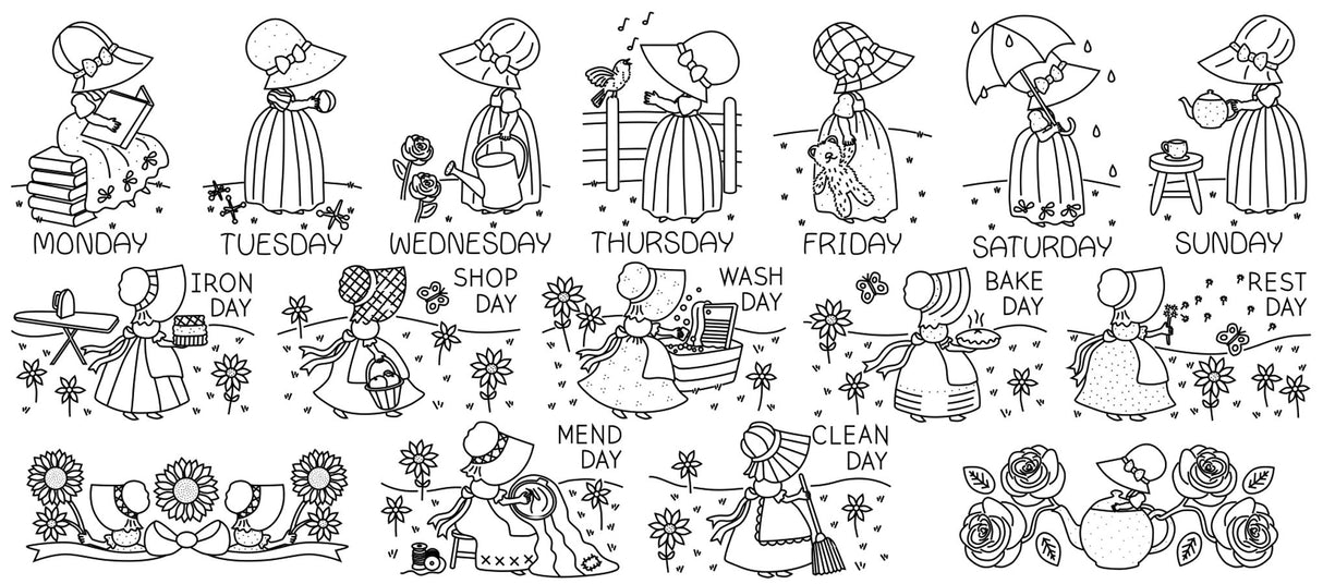 Aunt Martha's 407 Sunbonnet Days Embroidery Transfer Pattern Book Kit Aunt Martha's
