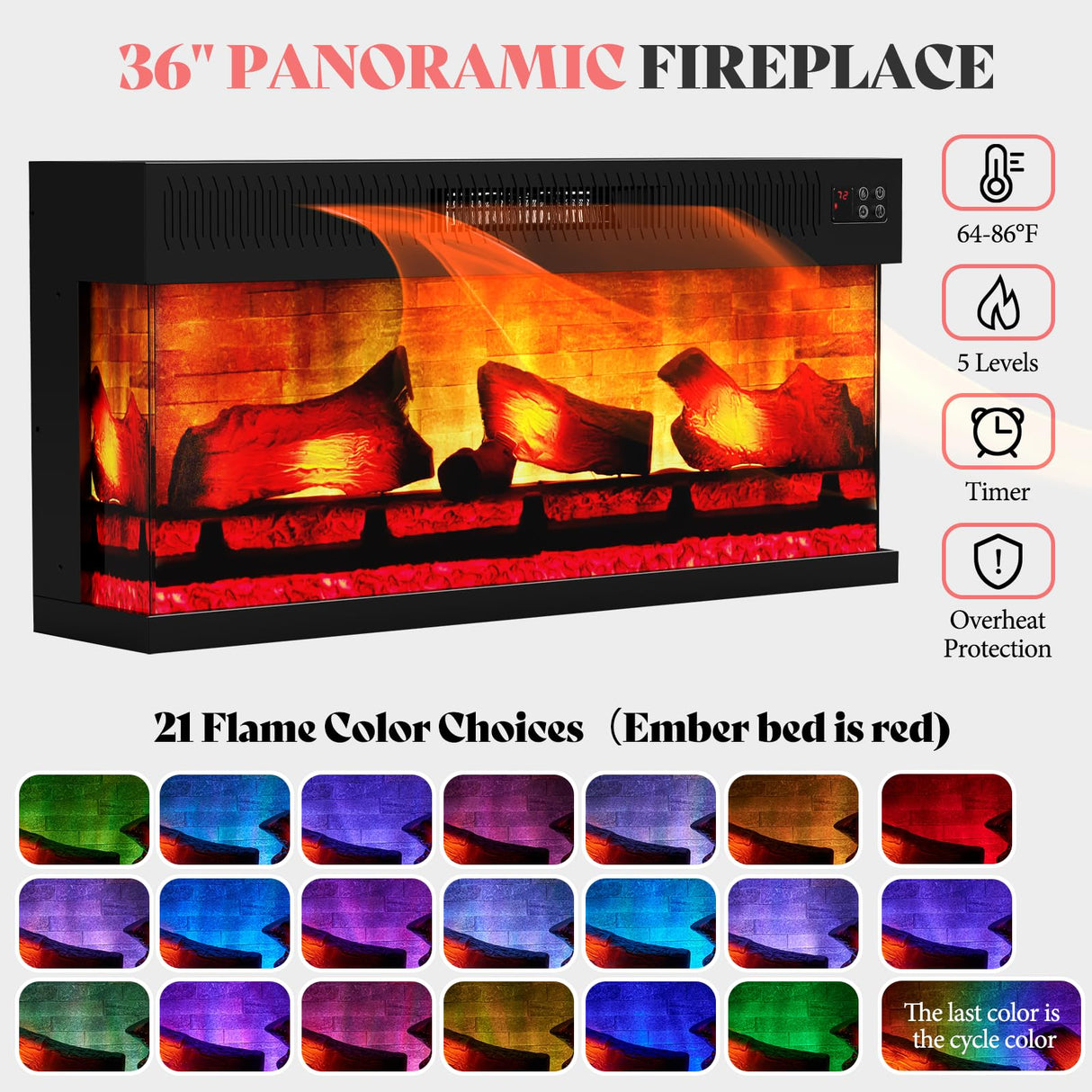 AMERLIFE 70" Electric Fireplace with Mantel, Farmhouse 3-Sided Fireplace TV Stand for TVs up to 75 Inch, Entertainment Center with Adjustable Shelves & LED Light, Rustic Grey AMERLIFE