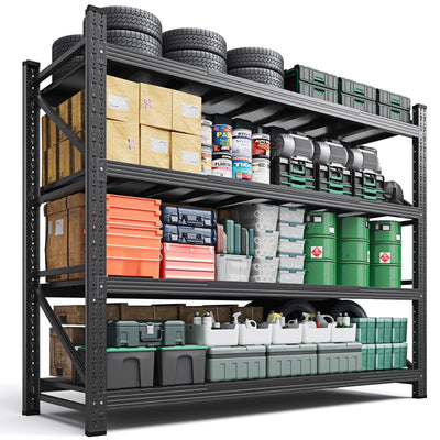 Letaya 71.3" W Metal Storage Shelves,5000LBS Heavy Duty Garage Shelving Units, 4 Tier Adjustable Utility Rack Shelf,Large Industrial Shelves,for Shop,Warehouse,Basement (71.3" W x 24" D x 70" H)