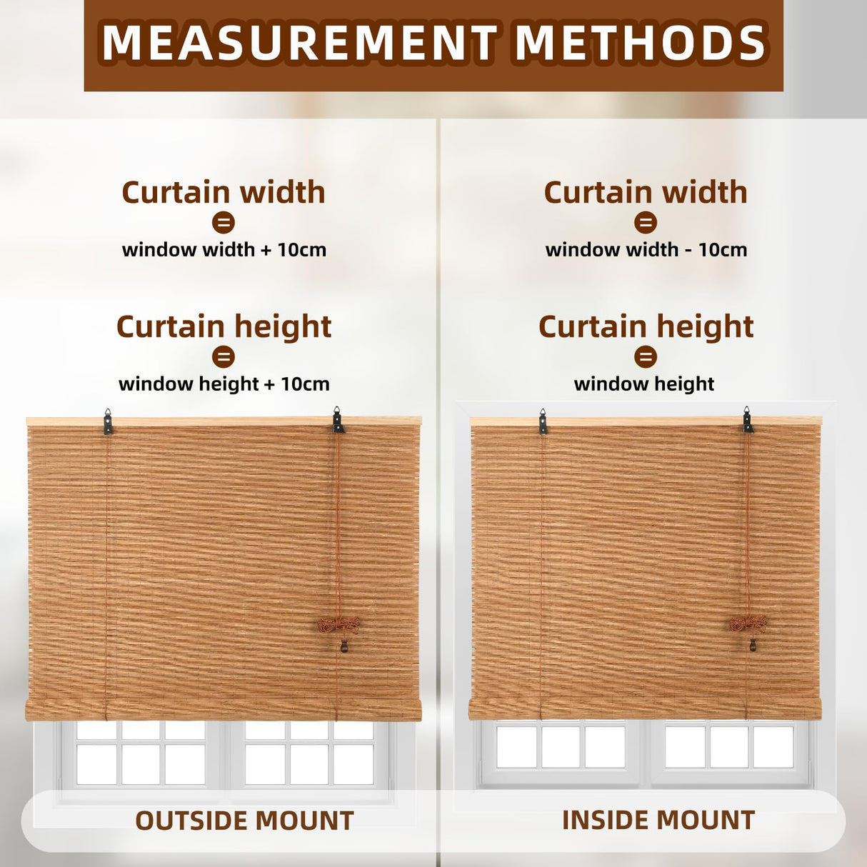 Outdoor Bamboo Roller Blinds Shades, Vertical Lifting and Breathable Waterproof Design, Sun Shade, Blackout and Ventilation, Easy Installation,35" W×72" H CSBWDLT