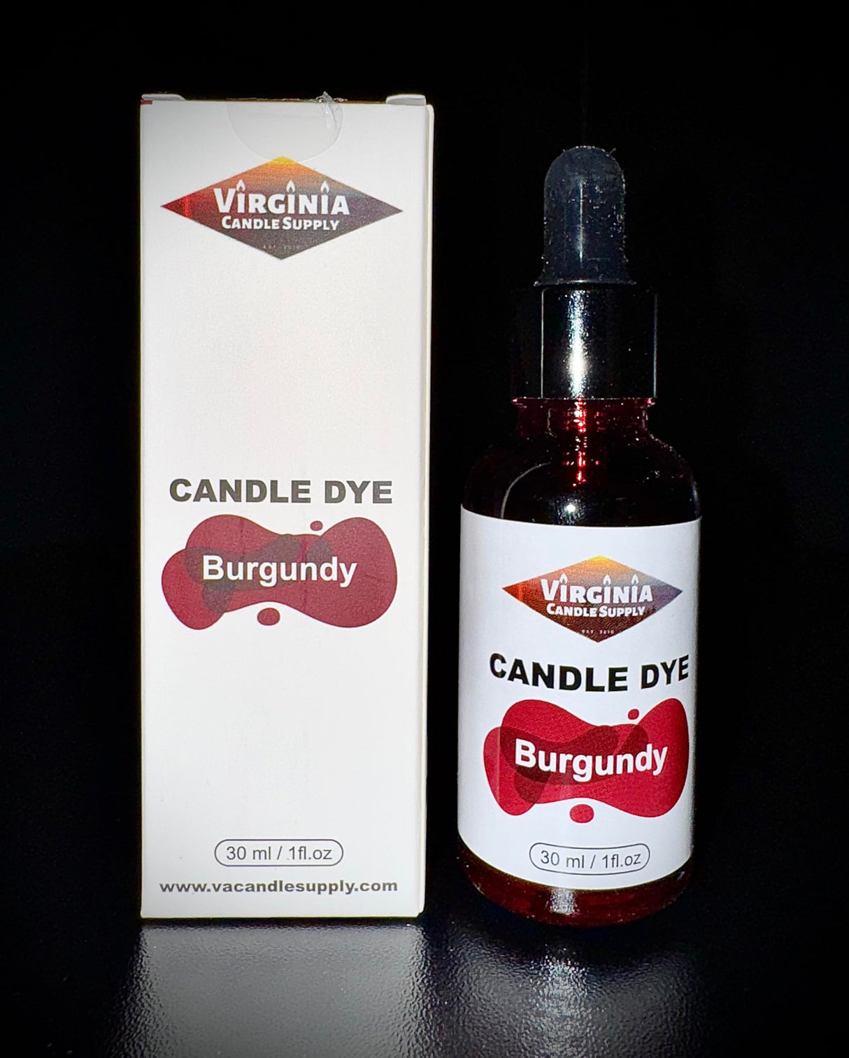 Burgundy Liquid Candle Dye Concentrated (1 oz Bottle with Dropper) Soy Candle, Paraffin Wax, Gel Wax, Natural Wax Blends, for Candles, Wax Melts, Snap Bars Virginia Candle Supply