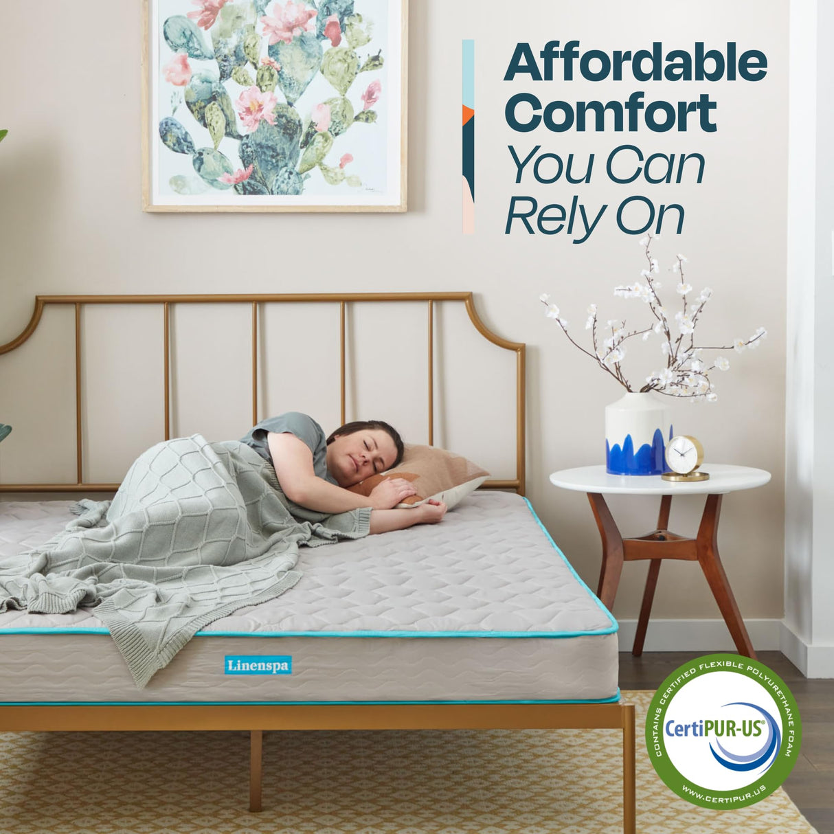 Linenspa 6 Inch Mattress - Firm Feel - Bonnell Spring with Foam Layer - Mattress in a Box - Youth or Kids Bed - Guest Bedroom - Durable and Breathable Support - Affordable - Full Size Linenspa