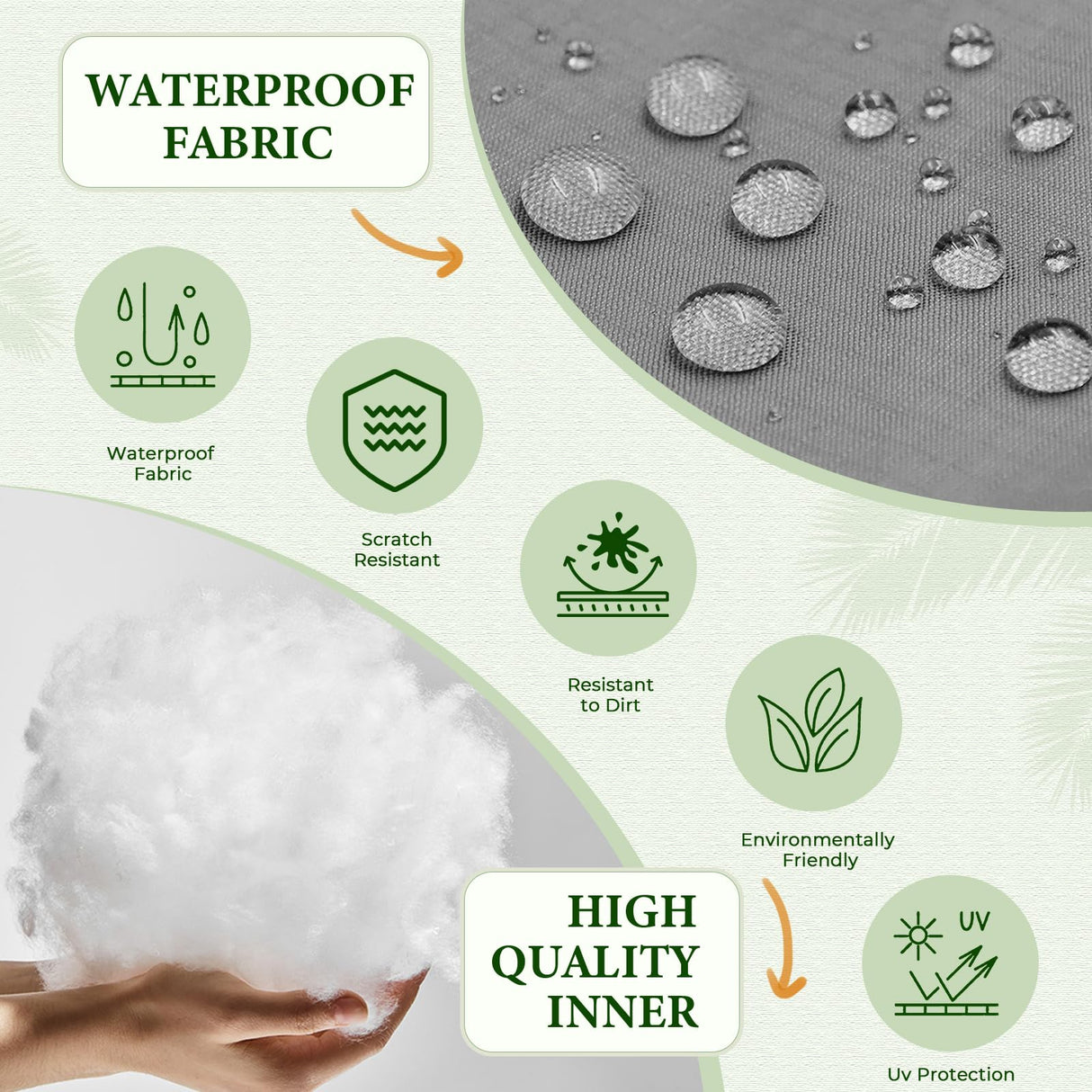 Waterproof Double Egg Chair Cushion Replacement for Patio 2 Person Hanging Egg Chair - Quick-Drying, Weather-Resistant, Soft Cotton Filling, Machine Washable (Grey) Cuteripe