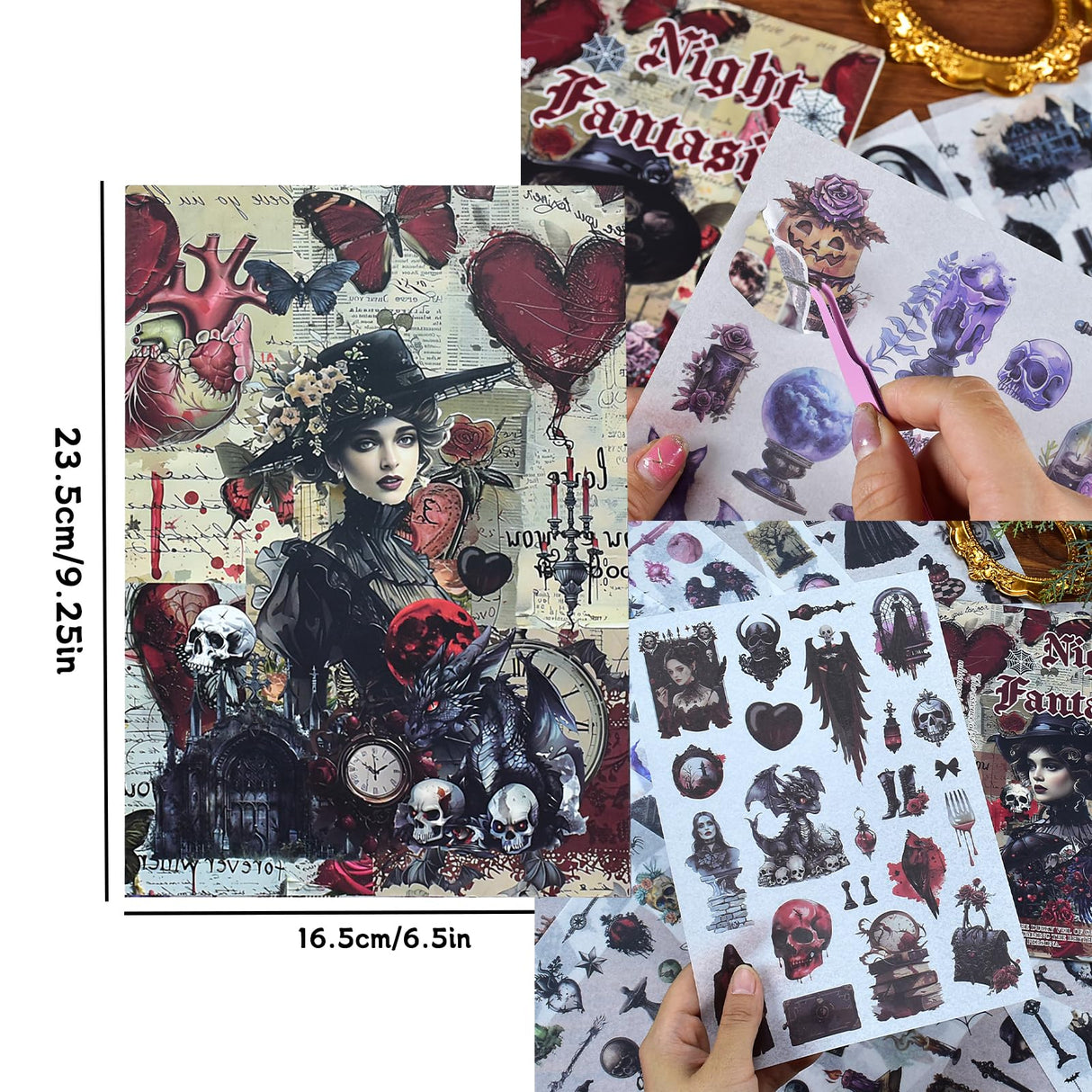DAPUTOU 550PCS Vintage Scrapbook Stickers Books 24Sheets Vintage Butterfly Garden Flowers Gothic Stickers Kit for Scrapbooking Supplies Aesthetic Junk Journal Journaling Craft Halloween DAPUTOU
