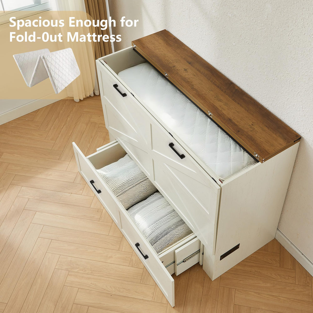 UYIHOME Murphy Bed, Murphy Beds Queen, Murphy Bed Cabinet with Large Storage, Queen Size Bed Frame with Storage for Bedroom, Living Room, Guest Bedroom,Home Office (Queen Size) UYIHOME