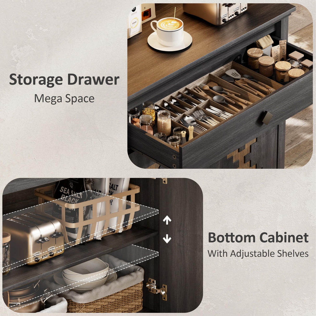 nesture. 71.5" Tall Kitchen Pantry with Hydraulic Flip Up Door, Storage Cabinet with LED Lights & Charging Station, Drawer and Adjustable Shelves, Cupboard for Kitchen, Dining Room, and Hallway, Black nesture.