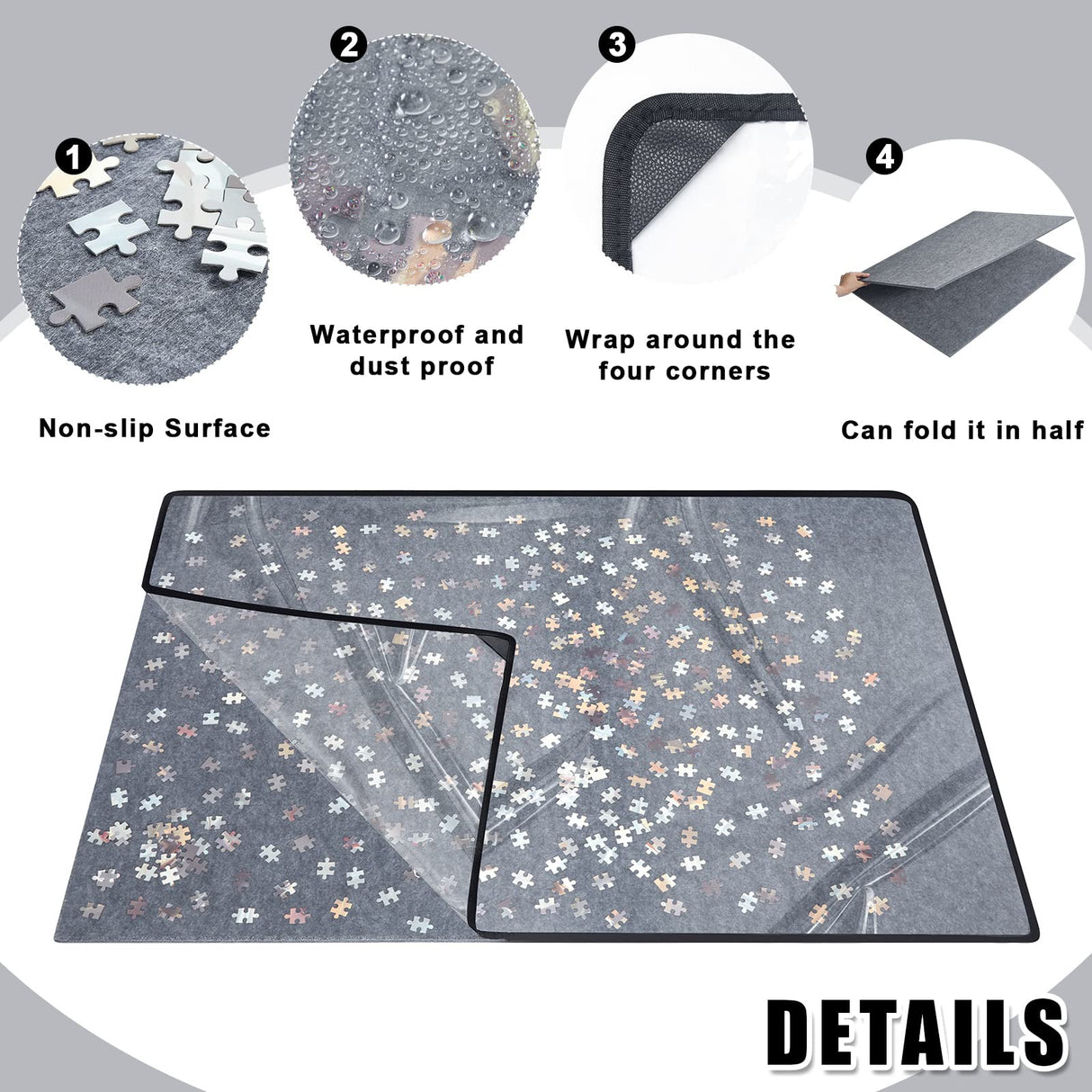 Sratte Jigsaw Puzzle Board with Dustproof Cover, Foldaway Felt Puzzle Board Portable Mat, Foldable Pad Storage, Non Slip Surface(45.7 x 30.7 Inch) Sratte