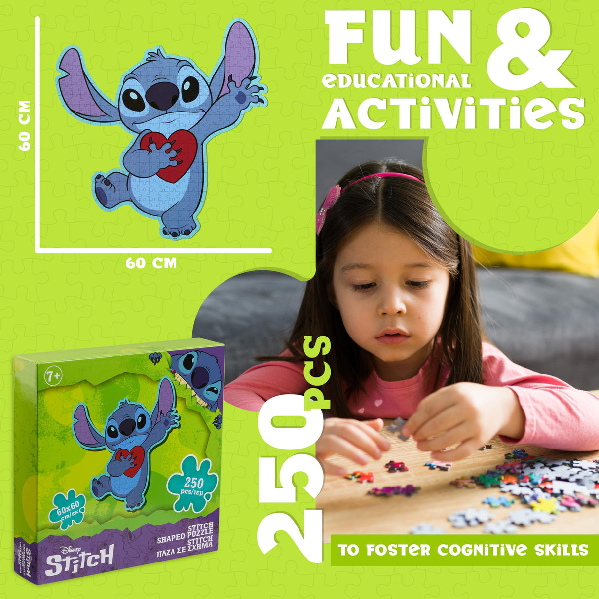 Disney Stitch Jigsaw Puzzle for Kids Teens or Adults 250 Pieces 7 Years Up Family Activity, Stitch Gifts Disney