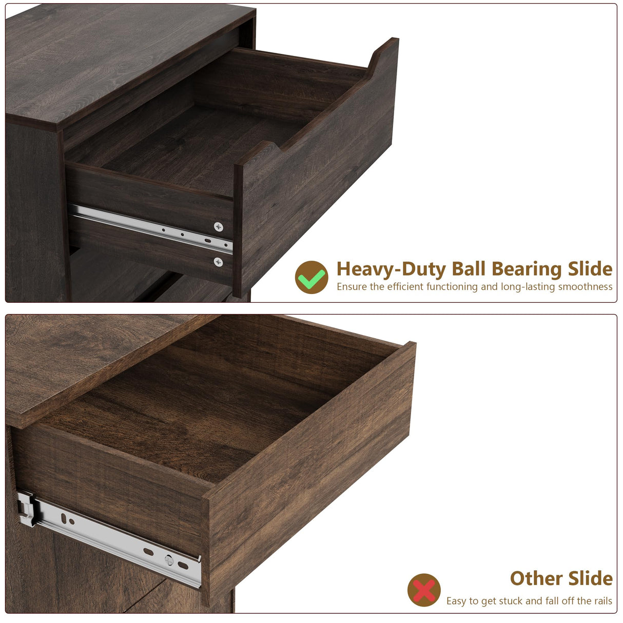 HOSTACK 4 Drawer Dresser with Cut-Out Handles, Accent Cabinet for Living Room, Entryway and Hallway, Dark Brown HOSTACK