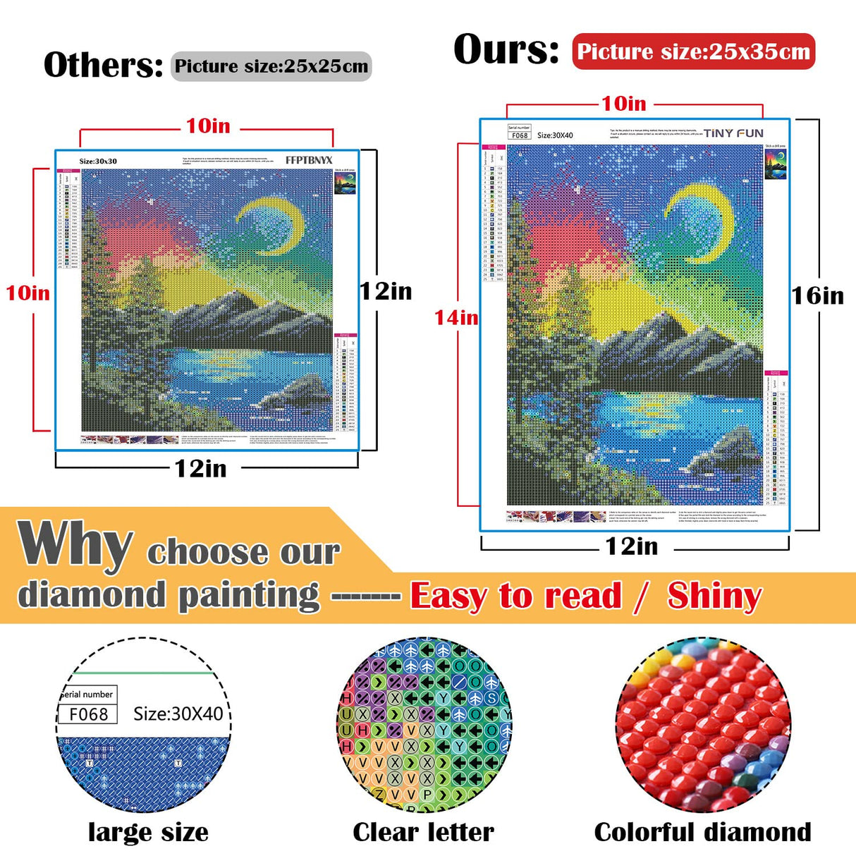 TINY FUN 12 Pack Diamond Painting Kits for Adults 5D Diamond Art Kit Paint by Number for Beginners, DIY Paint with Round Full Drill Diamonds Paintings Gem Art for Home Wall Decor Gift (12X16 Inch TINY FUN