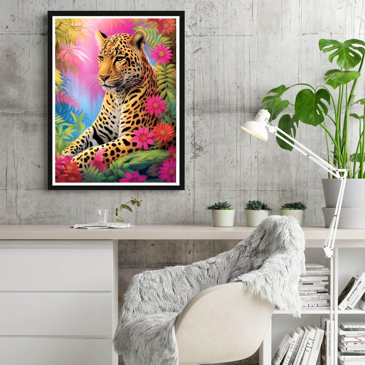 Reofrey DIY Diamond Art Painting Kits for Adults Leopard, Diamond Art Animal Full Drill Round Rhinestone Diamond Art Painting Accessories, Cross Stitch Embroidery for Crafts (30x40 cm/ 12x16 inch) Reofrey