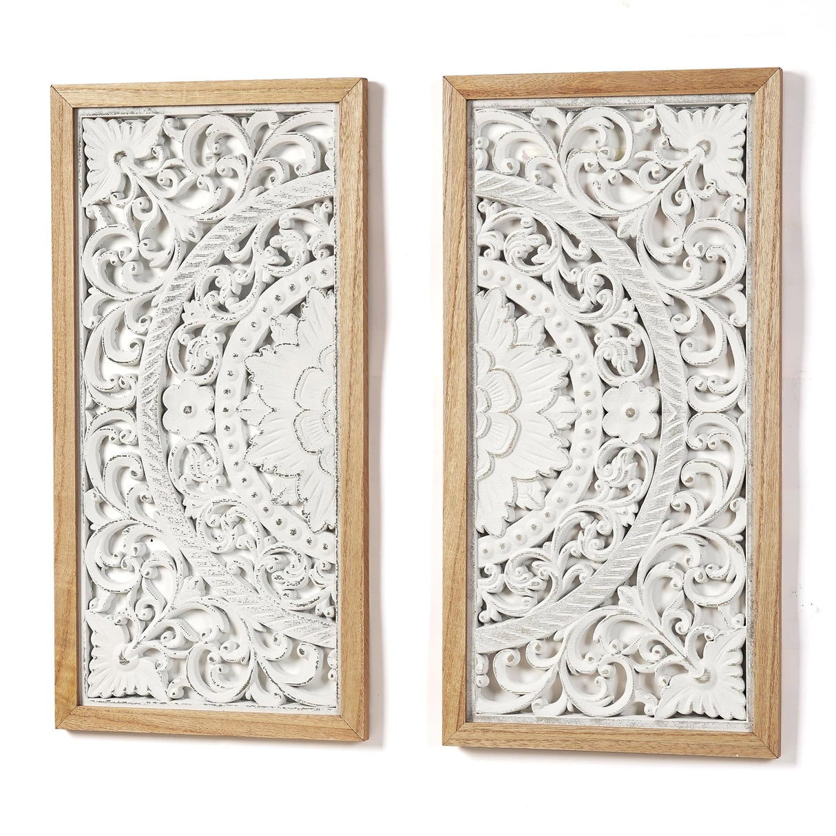 AHUONEL 2 Panel Wall Art Decor Wall Sculpture, Carved Wood Wall Decor Wall Hanging Decor, Rustic Farmhouse Wall Decor for Living Room Bedroom Entryway Hall Office Home Decor, 23"x11.5" AHUONEL