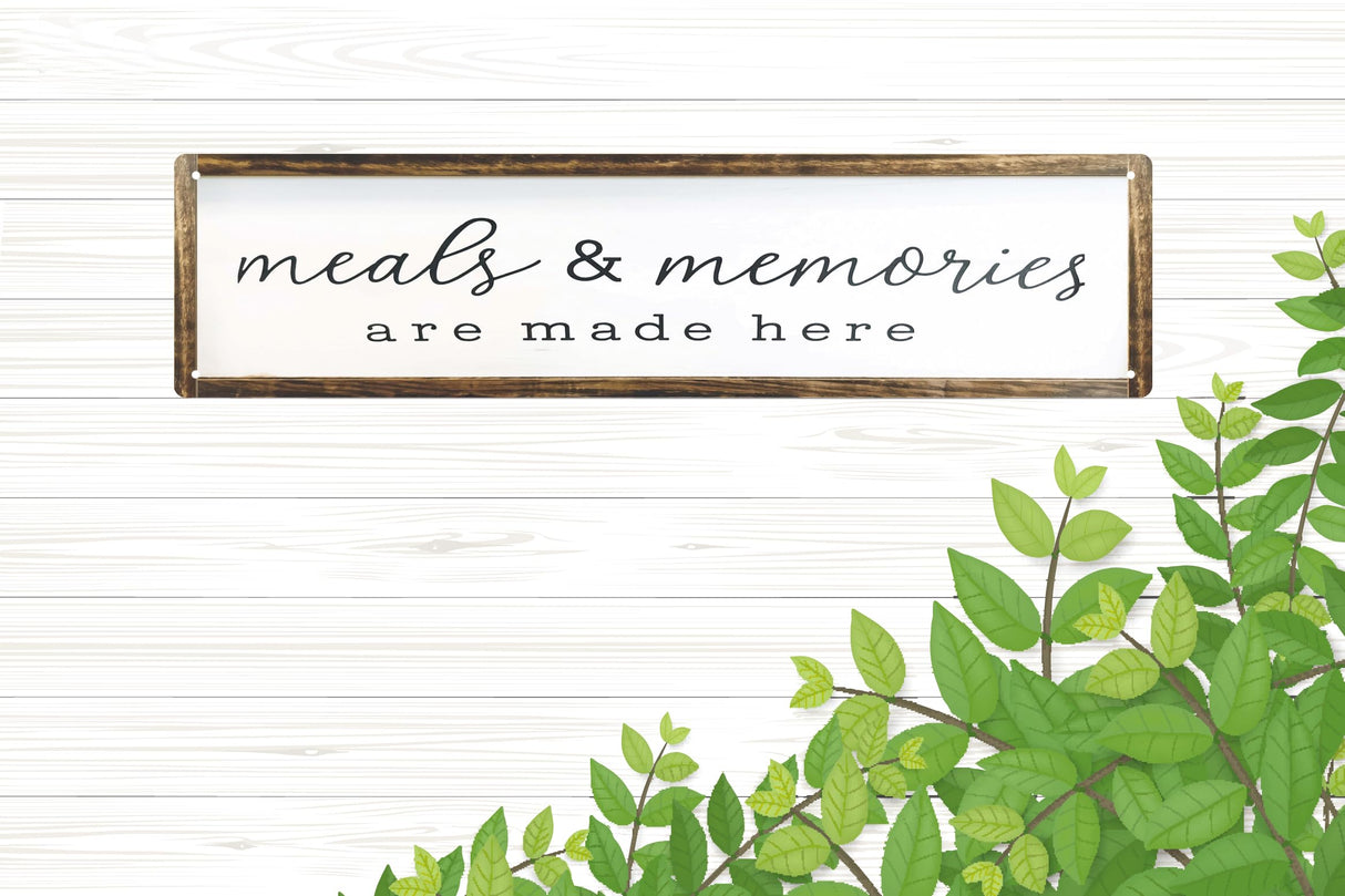 CSWLJS Farmhouse Kitchen Wall Decor Meals and Memories Are Made Here Sign Rustic Metal Kitchen Signs Dinning Room Wall Decor 4x16 In CSWLJS