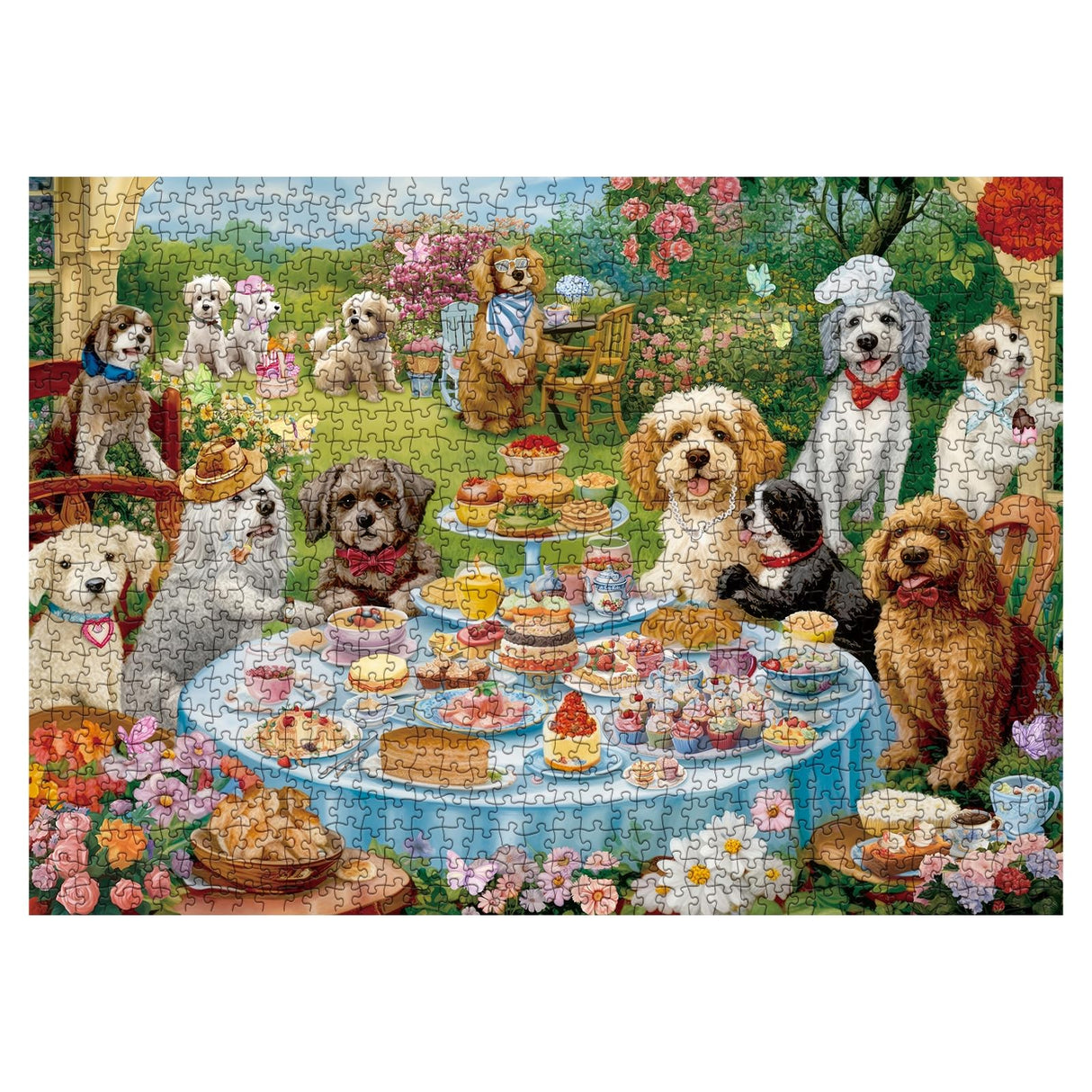 Funny Dog Puzzles for Adults, Dog Jigsaw Puzzle 1000 Piece, Picnic Puppy Food Puzzles (19.7 * 27.6 inches) IdeaBazar