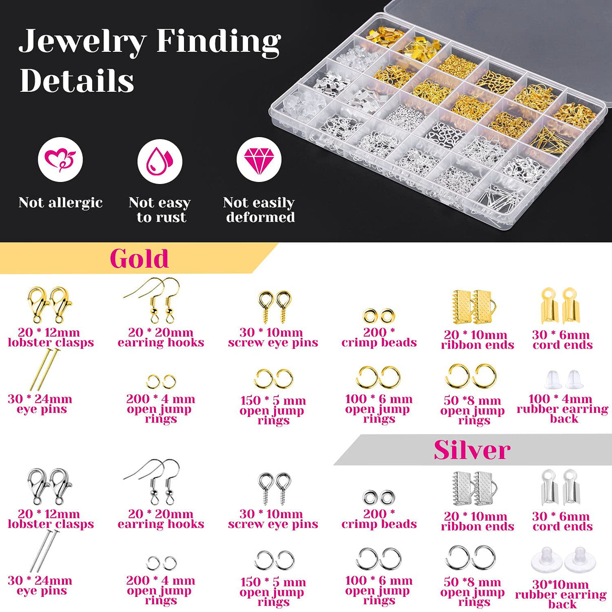 Shynek Jewelry Making Supplies Kits for Adults with Jewelry Making Tools, Earring Charms, Wires, Findings and Helping Hands for Jewelry Making and Repair shynek