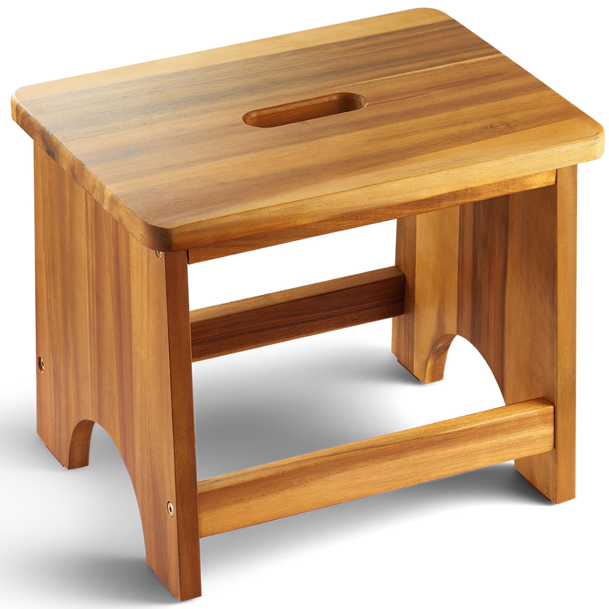 Wooden Step Stool, 13'' Heavy Duty Step Stool for Adults with Convenient Handle, Wooden Stepping Stool Hold up to 500 lbs, Heavy Duty/Nonslip/Durable Construction Safe Step Stool for Bedroom/Kitchen FANATU