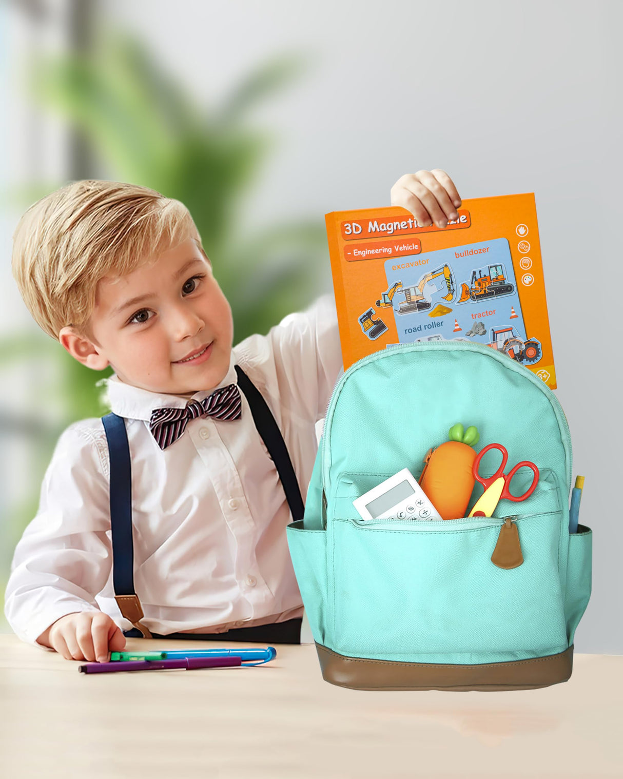 Magnetic Puzzles for Toddlers 3-5, Travel Puzzles for Kids Ages 1-3, Engineering Vehicle Wooden Jigsaw Puzzles Book for Kids 2-4 Learning Gift for Road Trip (Excavator) Unistylar