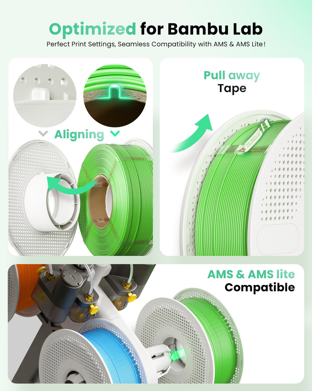 MarsWork PLA Filament 1.75mm PLA 3D Printer Filament(Refill),2kg Refill for Reusable Spools(4.4lbs),Premium Quality 3D Printing Filament for Bambu lab 3D Printers,Black+White MarsWork