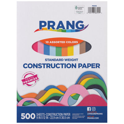 Prang (Formerly Art Street) Construction Paper, 10 Assorted Colors, Standard Weight, 9" x 12", 500 Sheets