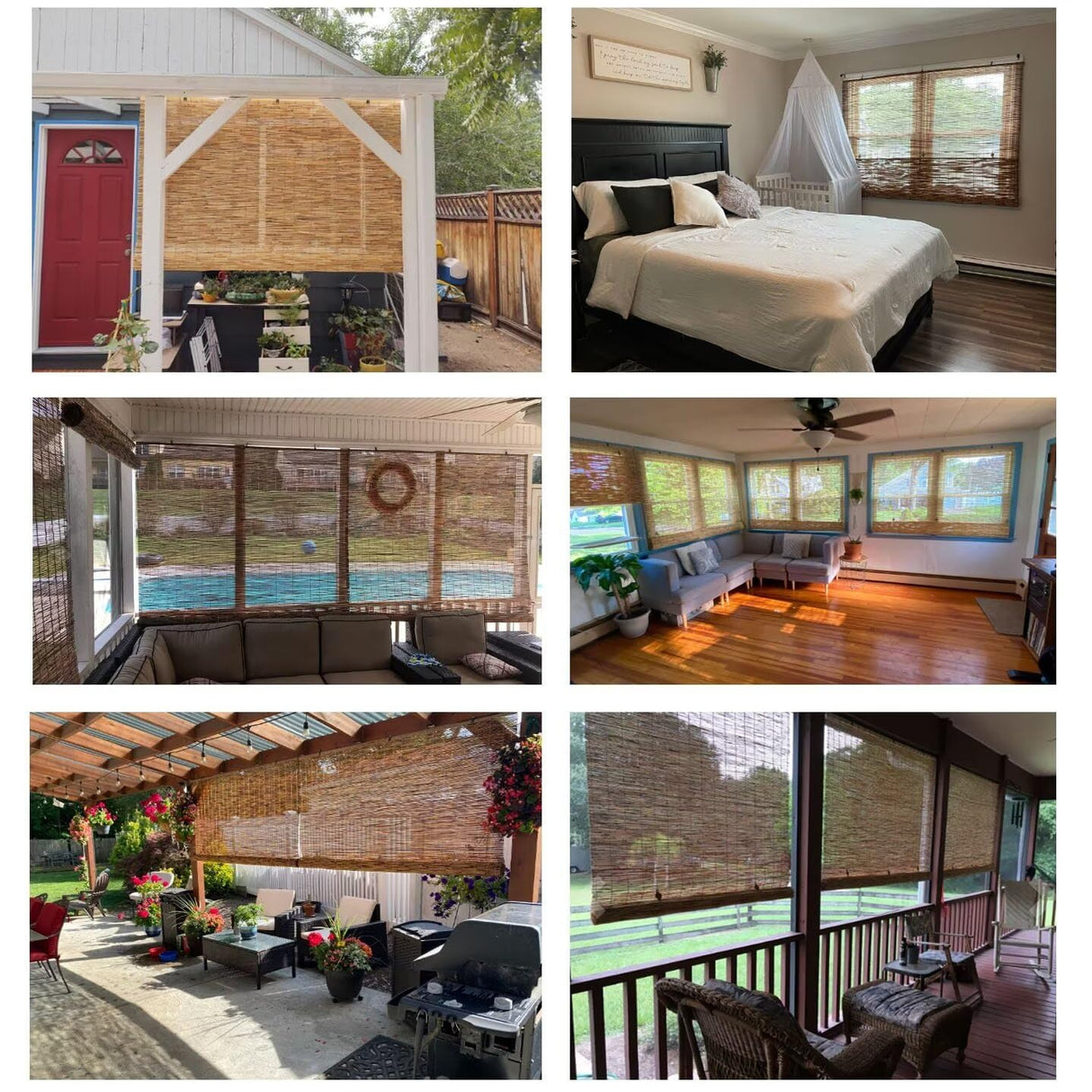 Reed Roller Blinds, Bamboo Shades - UV Resistant Outdoor Window Cover for Patio Sun Protection, Easy Install Indoor/Outdoor Reed Blinds BAYUE