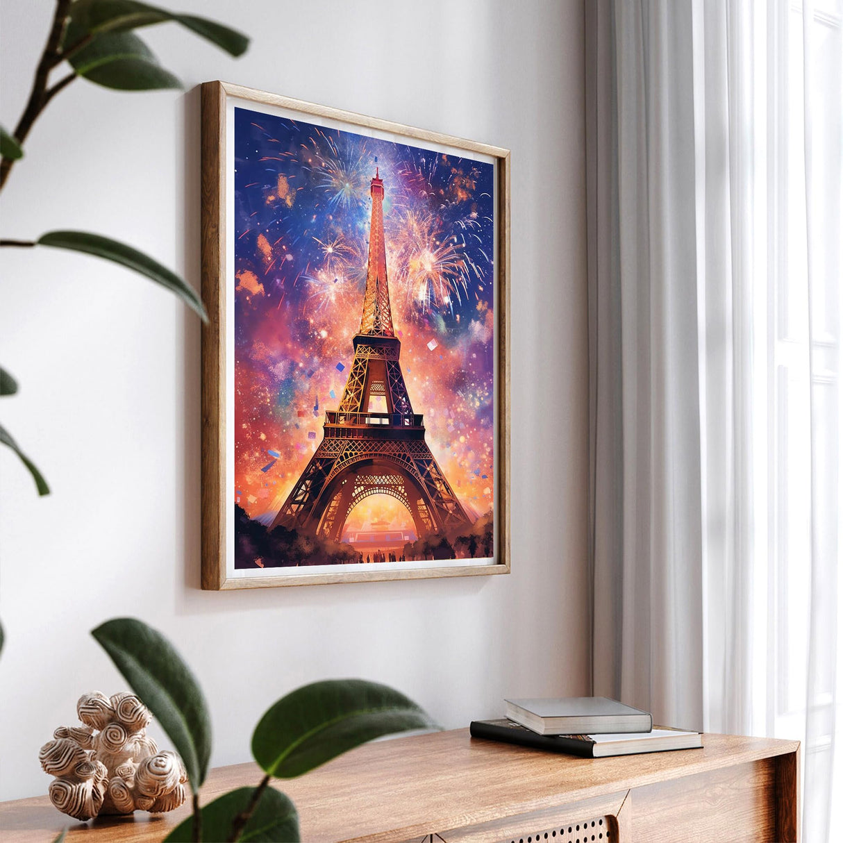 SKRYUIE Paint by Numbers Kit for Adults Beginner Paris Tower, Acrylic Fireworks Oil Painting by Numbers Kits with PaintBrushes Paintwork Art Crafts Canvas for Home Decor 16x20 inch / 40x50 cm SKRYUIE
