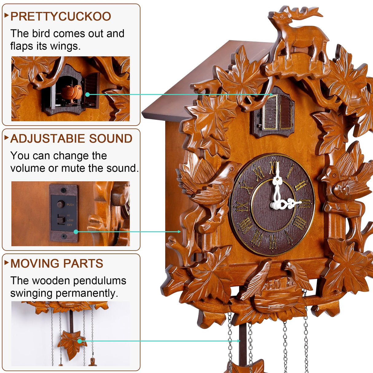 Kendal Large Handcrafted Wood Cuckoo Clock MX015-1 Kendal