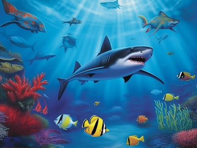 Diymood DIY 5D Diamond Painting Kits for Adults Underwater World - Diamond Art Kits for Adults Shark Tropical | Full Drill Round | Mosaic Picture | Beginner | Home Wall Decor | 16x20 Inch