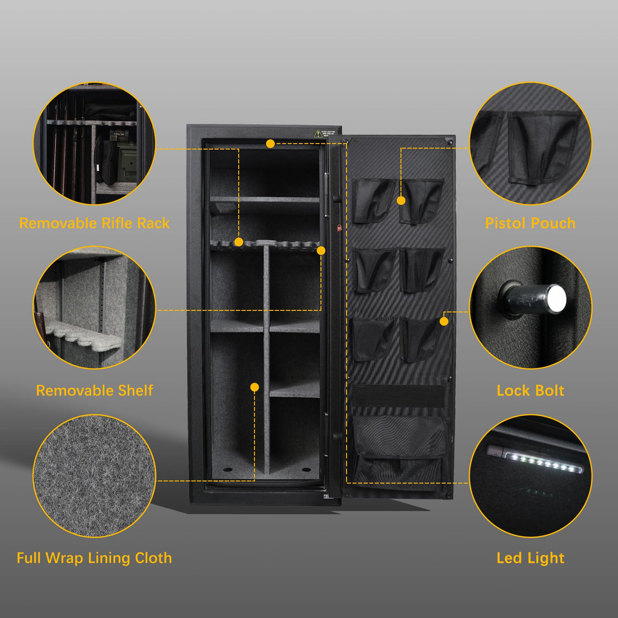 XPEDITION 24 Gun Fireproof Safe for Rifles and Pistols,Gun Cabinet with Keypad/Key Access, Fire and Water Safe with Combination Lock,Gun Safes for Rifles and Shotguns (24 gun safe) XPEDITION